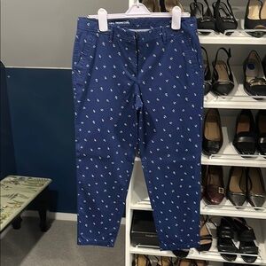 Talbots Women’s Blue Anchor Print Relaxed Chinos